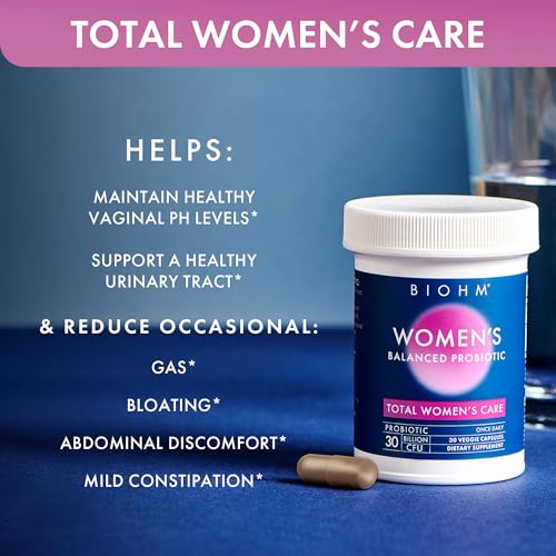 Image of BIOHM Probiotics for Women, 30 Billion CFU, 9 Strains (30 Count) Helps Support Total Gut Health, Digestive & Immune System, Vaginal Probiotic for Urinary Tract & Vaginal Health, 30 Day Supply