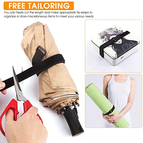 Image of HASTHIP Cable Organiser, Cable Ties Strap, Adjustable Multipurpose Hook and Loop Securing Straps for Wire Tie Curtain Marker Straps Belts, 5m+25 Plastic Buckles