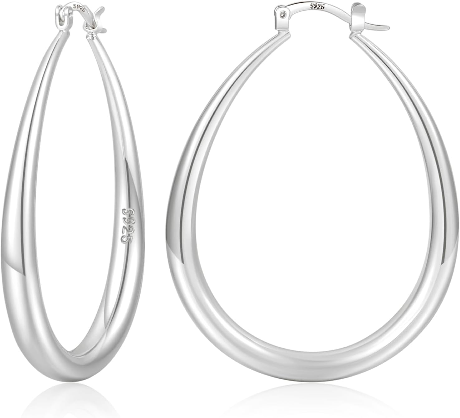 YOUNGYUE Gold Hoop Earrings for Women Hypoallergenic 14K Gold Plated Chunky Hoops Earrings Lightweight Oval Hoop Earring for Women 35/40/50mm