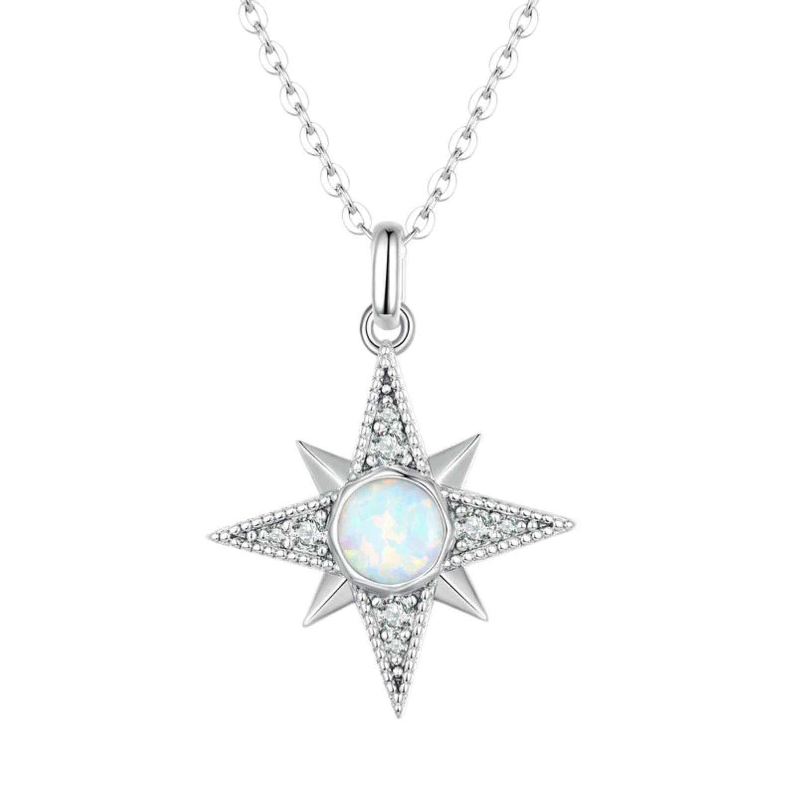 Autentica Collana con Pendente A Goccia d'Acqua Starburst in Argento Sterling 925 per Gioielli da Donna con Catena Girocollo