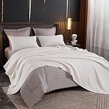 ACCOTIA 100% Cotton Quilt Blanket for Bed Couch Sofa 78"x90", Soft Breathable Queen Size 6 Layers Be