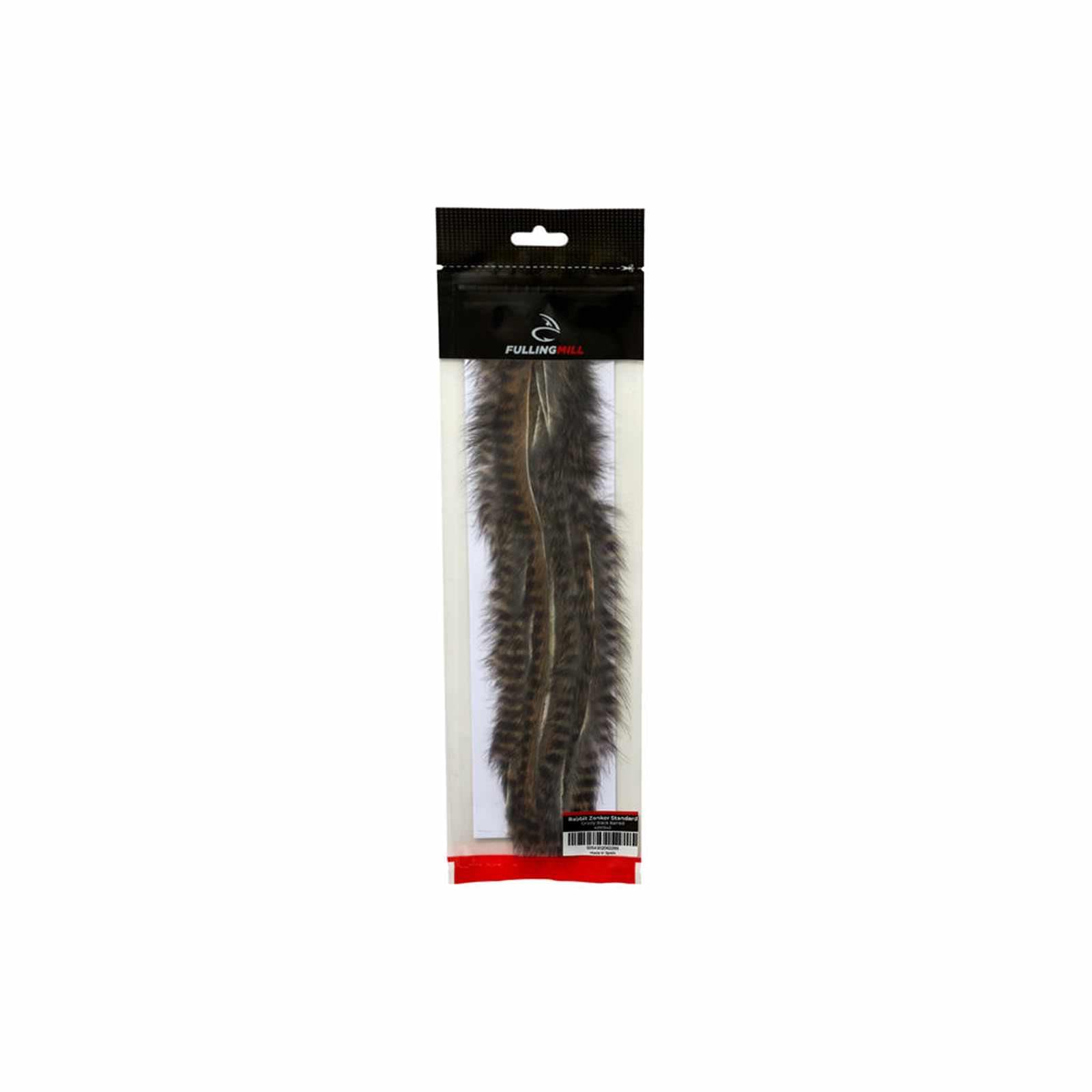 Fulling Mill Zonker Strip, Grizzly Black Barred, 3mm, 8 Pack, Fly-Tying Material