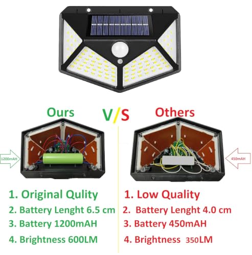 Image of VONT Bright Outdoor Solar Lights with Motion Sensor Solar Powered Wireless Waterproof Night Spotlight for Outdoor /Garden Wall, 3.09 x 5.30 inch