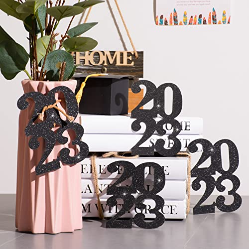 24 Pieces Glitter 2023 Cutouts Tags Decorations Double Side 2023 Graduation Cutouts 2023 Graduation Centerpiece 2023 New Year Decorations For Graduation New Year Party Supplies Favor(Black, 2023) #TOP2