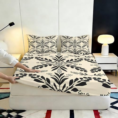 Drap housse fleur nordique microfibre antidérapant