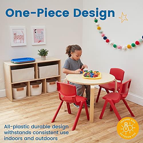 Image of ECR4Kids 12in Plastic School Stack Chair, Classroom Furniture, Red, 10-Piece