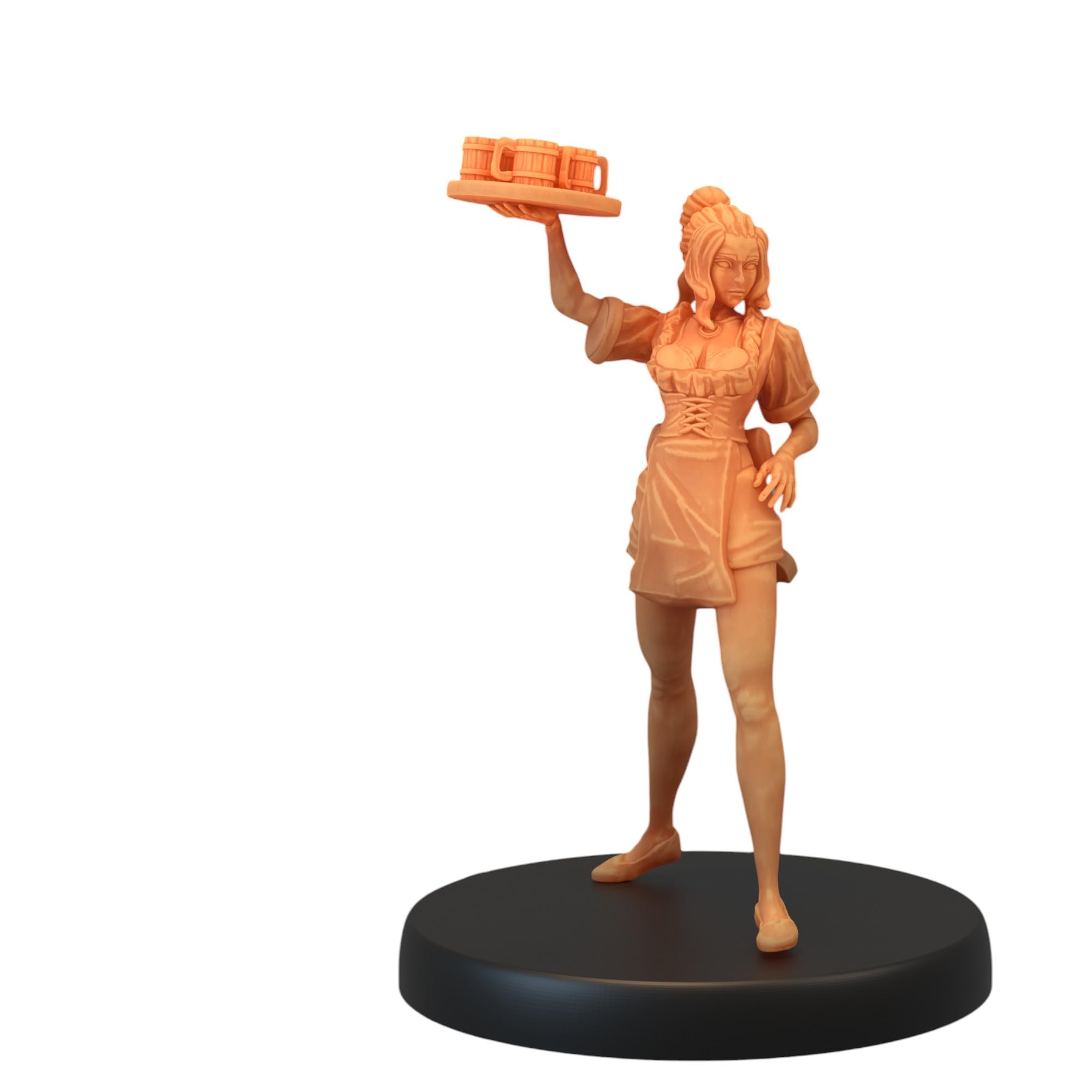 Unpainted DND Tavern Waitress Serving Miniature Figurine, Tabletop Gaming Collectible, Fantasy World, Ideal Gift for Dungeon Masters and Collectors