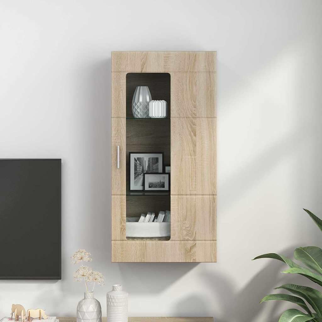 Armadio in legno di quercia Sonoma, con 1 anta e 2 ripiani, moderno spazio per soggiorno, ufficio, sala familiare, robusto spazio interno, finitura opaca