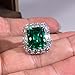 5ct Emerald Square Ring for Women 925 Sterling Silver Green Ring for Women Promise Ring for Her Cubic Zirconia Cocktail Rings CZ Diamond Engagement Ring Anniversary Valentine's Day Size 6-10（7）