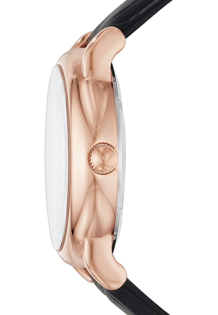 Emporio Armani Watch for Men, Automatic Movement, 43 mm Rose Gold Stainless Steel Case with a Leather Strap, AR60007