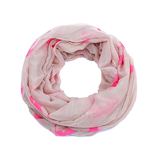 AnJuHoPa Echarpe, Chèche, Foulard en viscose respirante Adorable imprimé animalier pour Femmes et Filles Cheval Rose/Beige