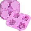 Newk Flower Shape Silicone Molds, 2 Packs 4 Cavity Nonstick Food Grade Silicone Molds DIY for Chocolates, Candies, Handmade Soap, and Bath Bombs