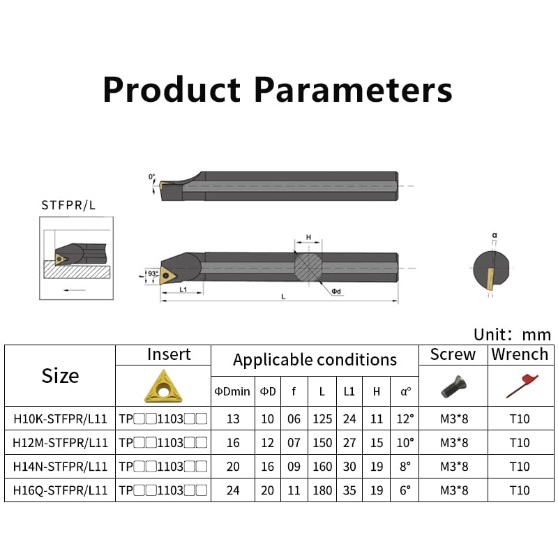 1pc HSS High Speed Steel Turning Tool -STFPR H10K-STFPR H12M-STFPR H14N-STFPR H16Q-STFPR Bar Turning Holder Cutter Bar CNC Lathe(H10K-STFPR11)
