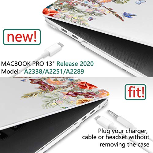 Dongke Compatible With Macbook Pro 13 Inch Case 2022 2021 2020 Release Model: M2 M1 A2338 A2251 A2289, Hard Shell Case Cover For Macbook Pro 13 Inch With Touch Bar Fits Touch Id, Floral Illustration #TOP1