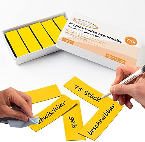 ECENCE 75pcs Magnetic whiteboard Strips Suitable for Writing on 2.36inchx0.79inch Multicolor Magnet Strips That can be Cut to Size wipeable Magnetic Sticker Magnetic Labels for whiteboards