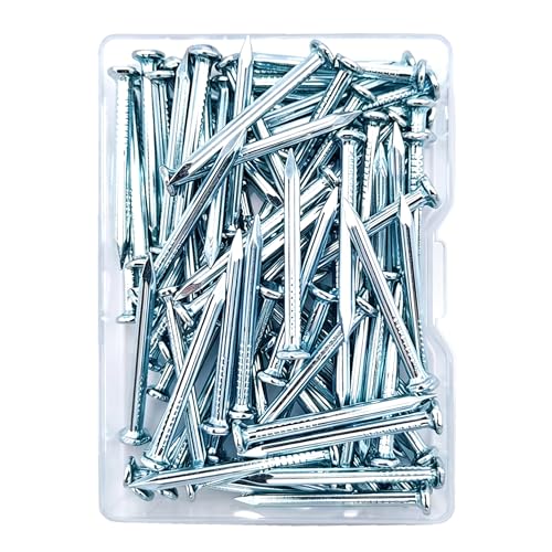 Image of 80pcs 1-1 /4 inch Picture Nails,Galvanized Hardware Nails,Good Hardness Masonry Nails for Hanging Pictures,White Zinc Plated Concrete Nails