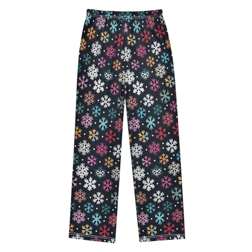 Christmas Pajama Pants Colorful Snowflakes E Long Sleep Pants Lounge Bottoms2