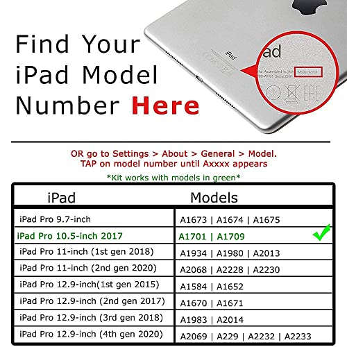 Repair Parts Plus for iPad Pro 10.5 Screen Replacement LCD and Glass Touch Digitizer Premium Kit (10.5", A1701 | A1709) + Tools + Adhesive - White