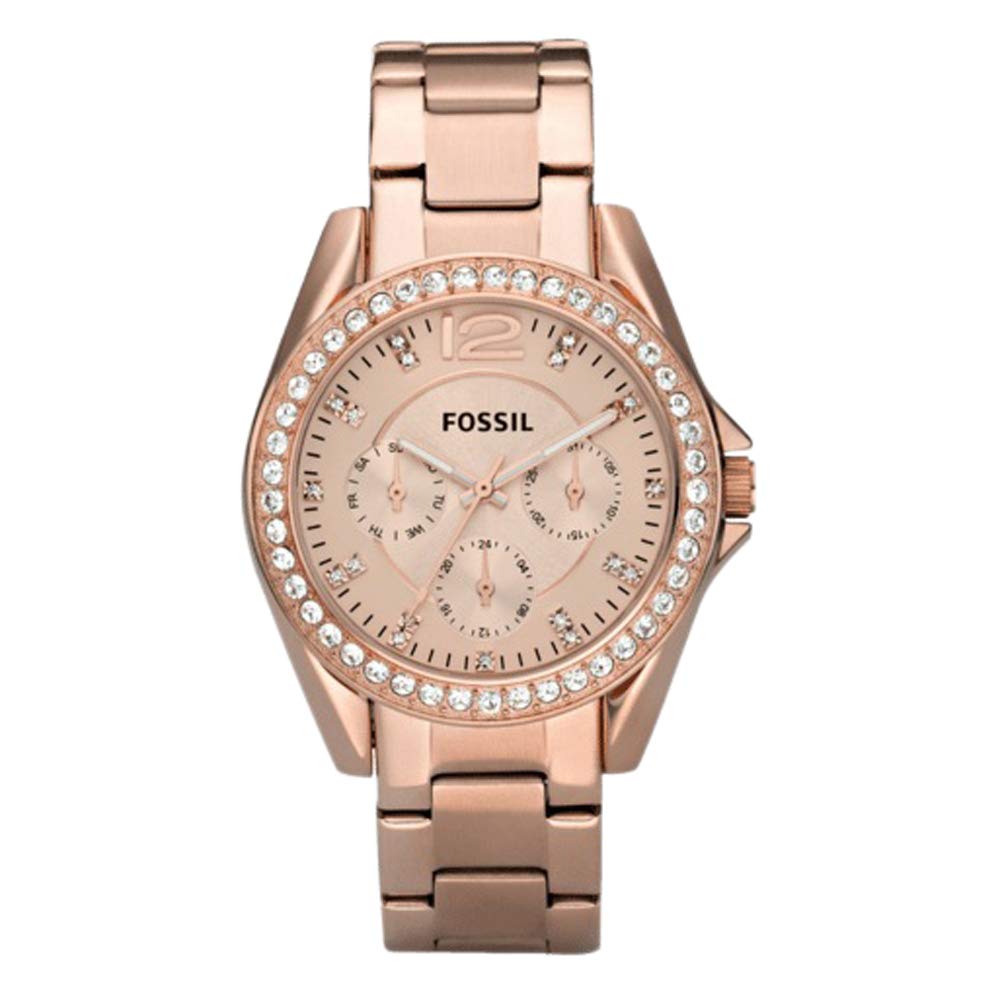 FossilWomen's Riley Quartz Stainless Steel Dress Watch, Color: Rose Gold-Tone (Model: ES2811)