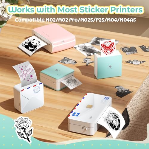 Phomemo M02 Druckerpapier – Selbstklebende Thermopapie Etiketten für M02Pro, M02S, M02X, M02L, Q02, M04S, M04AS Mini Aufkleber Drucker, für Scrapbooking & Foto, 50 mm x 3,5 m/Rolle, 3 Rollen, Weißes