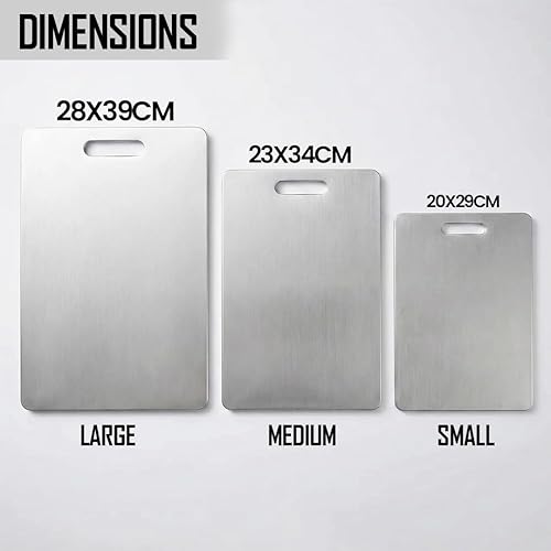 Miniatura 2 de Neyora Tabla de cortar de acero inoxidable de 3 piezas, tablas de cortar para cocina (S+M+L)