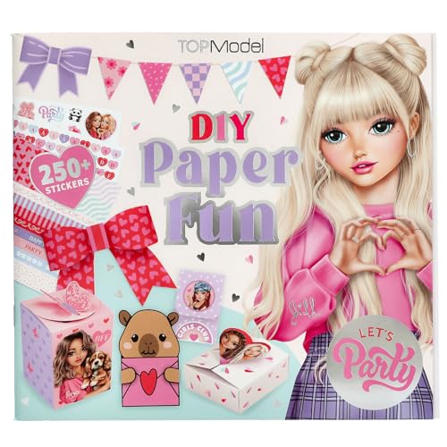 Depesche 13730 TOPModel   Set de Libro Creativo DIY Paper Fun con 32 páginas de Colores para Hacer Manualidades y diseñar Cartas, Postales y Mucho más. Incluye 2 Hojas de Pegatinas.