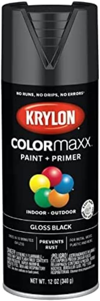 COLORmaxx Spray Paint + Primer, Gloss Black, 12-oz.