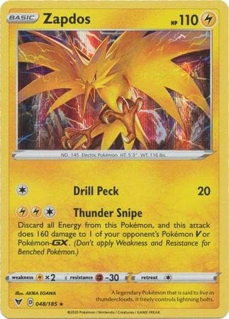Pokemon Single Card ZAPDOS 48/185 Holo VIVID VOLTAGE