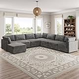 CAODOC Modular Sectional Sofa,8 Seat Sectional Couches for Living Room,L Shaped Cloud Couch with Ottoman Chaise Set, Gray