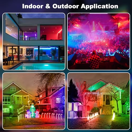Image of T-SUN RGB Flood Light Bar 2 Pack 50W RGBCW Outdoor Wall Washer Flood Lights, Color Changing LED Wash Lights with APP & Remote Control, Music Sync, Timer, Memory, 2700K-6500K for House Garden Party