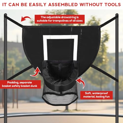VEGOATY Mini Trampolin Basketballkorb Indoor: Basketballkorb Trampolin Zubehör mit 4 Basketbällen und 1 Pumpe, Basketball Trampolin für Kinder Erwachsene, Sonnenschutz, Schwarz