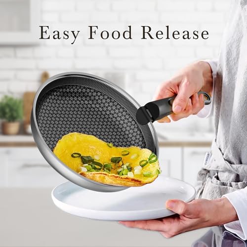 Image of Caannasweis Detachable Nonstick Cookware Set - Stackable Induction Pots and Pans With Removable Handles, Dishwasher Safe - For RV Camping, Oven and Stovetop Use, 5 Pieces (Stainless Steel)