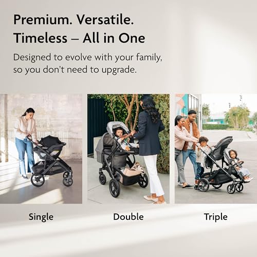 Image of UPPAbaby Vista V3 Convertible Single-to-Double Stroller for Baby & Toddler, 30+ Configurations, Car Seat Compatible, All-Wheel Suspension, XL Basket - Ada (Sandstone Melange /Carbon Frame)