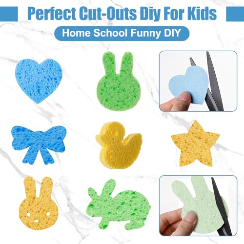 Image of Zhengmy 90 Pieces Sponges Bulk Sponges Kitchen Compressed Sponge Natural Dish Sponge Compressed Wood Pulp Cleaning Without Scratching for Kitchen Bathroom, 3.9 x 2.4 x 0.12 Inch (Light Color)
