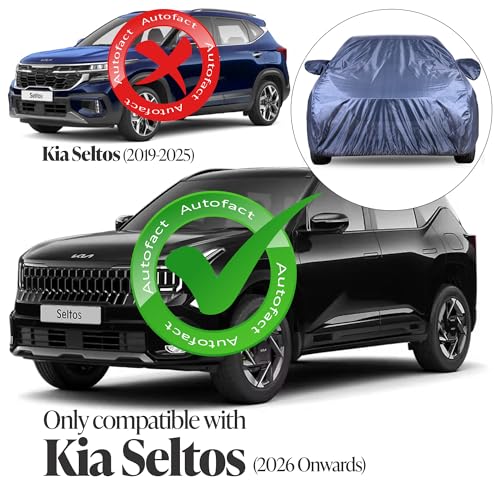 Image of Autofact Premium Car Cover for Seltos 2026 Onwards | All Weather Water-Resistant Full Body Car Cover | Light-Weight Triple-Stitched Outdoor Shield with UV Protection, Dustproof & Heat-Resistant
