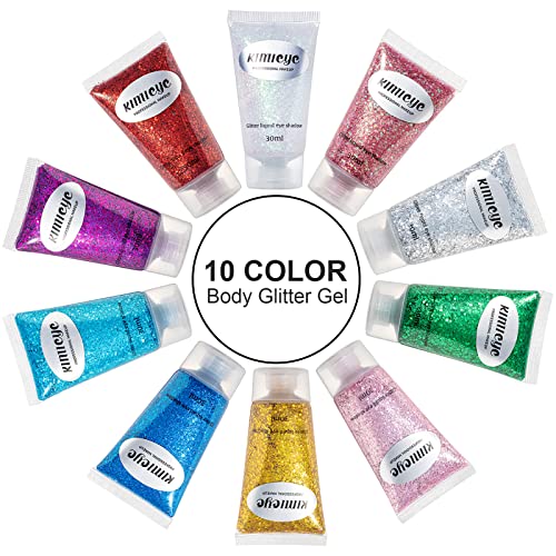 Body Glitter Makeup Set, 2Pcs Mermaid Sequins Face Glitter Gel Makeup For Body, Hair, Face, Nail, Eyeshadow, Long Lasting Waterproof Liquid Glitter Gel Total 10 Colors Available (#4 Pink, 2Pcs) #TOP5