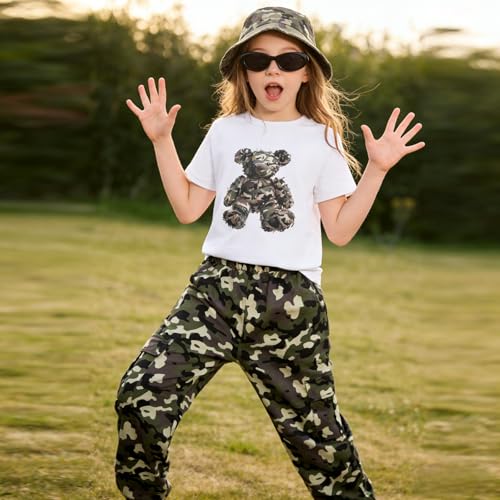 Image of Tween Girl Clothes 2 Piece Outfit Summer Short Sleeve Top + Jogger Pants Spring Fall Clothing Set Size 4-14 Years