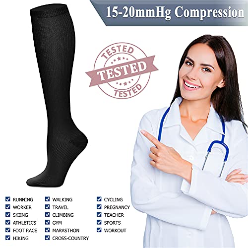 Image of QUXIANG Copper Compression Socks for Women & Men Circulation (8 Pairs) - Best for Running Athletic Cycling - 15-20 mmHg