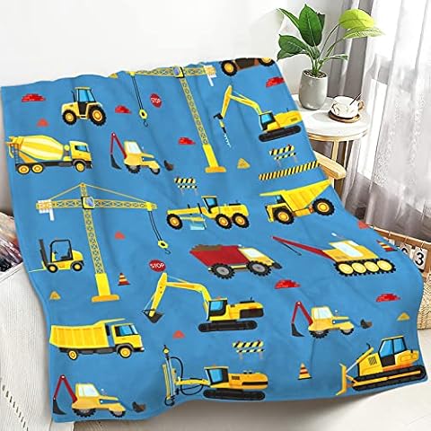 Woyamay Autodecke, lustige Bau-LKW-Decke für Kleinkinder, weiche, gemütliche Kleinkind-Decke für Jungen, Mädchen, Teenager, Geburtstagsgeschenke, niedliche Auto-Traktordecke, Sofa, 127x152.4 cm Cover