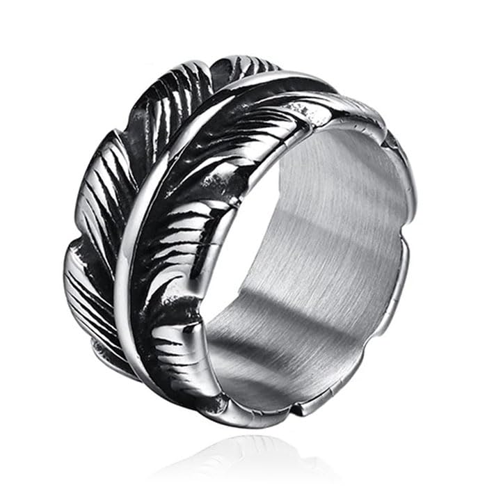 Bague plume argent 17mm Mendes pour homme style motard vintage