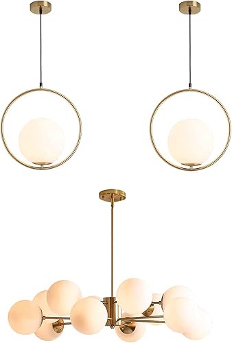 KCO Lighting - Lámpara colgante de globo de 1 luz, lámpara Sputnik de 12 luces para isla de cocina, comedor, sala de estar
