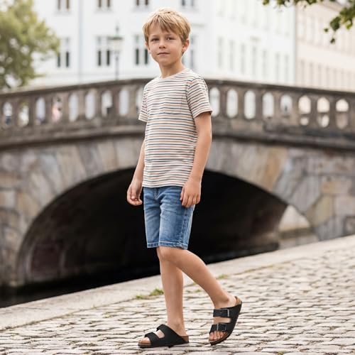 Image of K KomForme Kids Sandals Boys Girls Slide Cork Footbed Slipper with Adjustable Straps for Little Kid /Big Kid