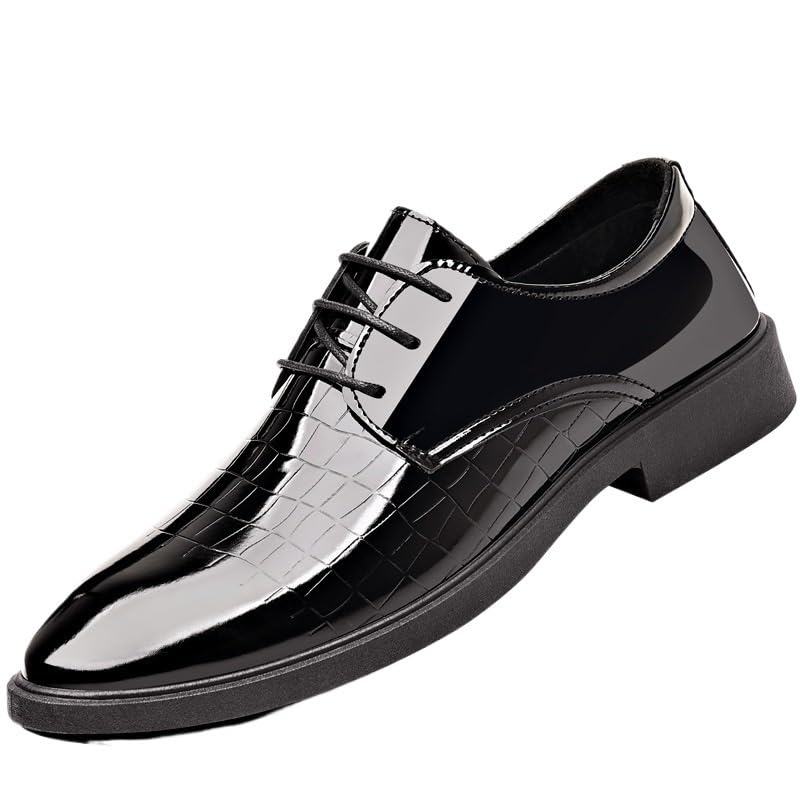 Mens Large Size Dress Shoes Patent Leather Business Oxfords Stylish Young Premium Casual Versatile Comfort Shiny Formal