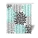 Black Grey Green Dahlia floral Pattern Polyester Waterproof Shower Curtains 60 x 72 by Flower Shower Curtains