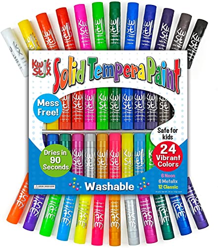 The Pencil Grip Kwik Stix Solid Tempera Paint Pens, Assorted Vibrant Colors, Classic, Metallic & Neon Colors, Super Quick Drying, 24 Count - TPG-604 #1