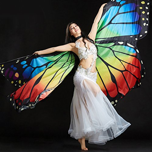 Munafie Belly Dance Wings Halloween Christmas Party Colorful Butterfly Wings Performance Costumes Sf1 #TOP1