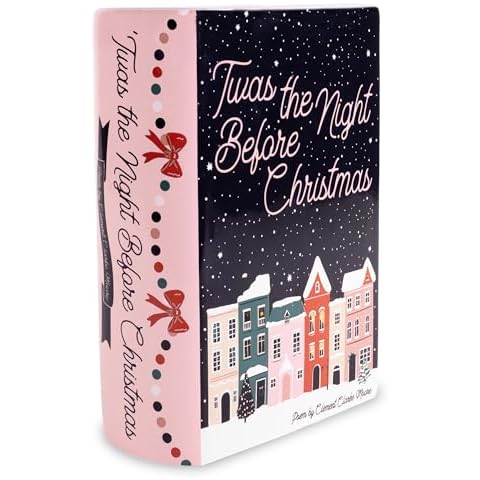 Steel Mill & Co Original Large Book-Shaped Decorative Christmas Vase, Ceramic Vases for Home Decor, Cute Bookshelf Decor, Unique Vase for Book Lovers, TWAS The Night Before Christmas Cover