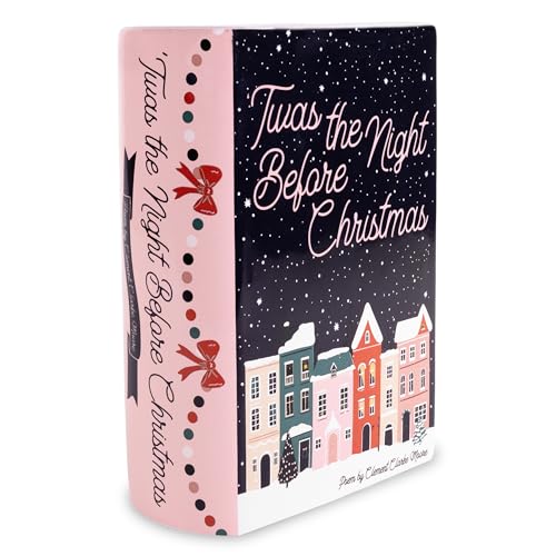 Steel Mill & Co Original Large Book-Shaped Decorative Vase, Ceramic Vases for Home Decor, Cute Bookshelf Decor, Unique Vase for Book Lovers, TWAS The Night Before Christmas