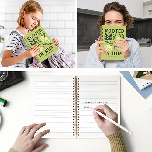 Carnet chrétien rétro vert floral pour écriture et étude biblique - 5