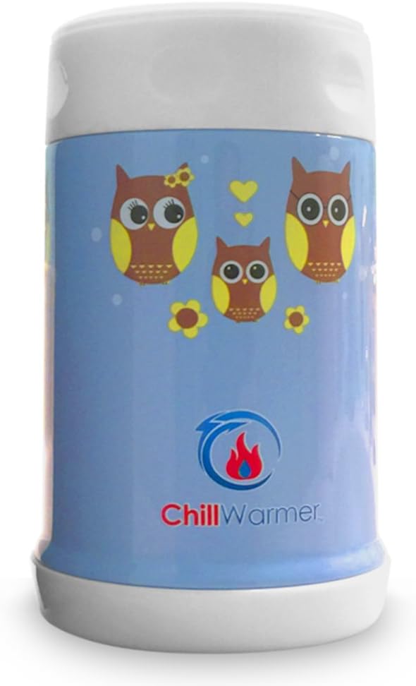 ChillWarmer Stainless Steel Food Jar - Insulated 16 Ounce Thermal FunJar (Blue)